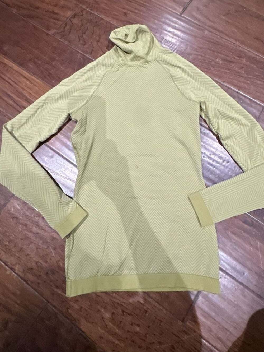 FIGS Green Zig Zag Turtleneck Long Sleeve Top